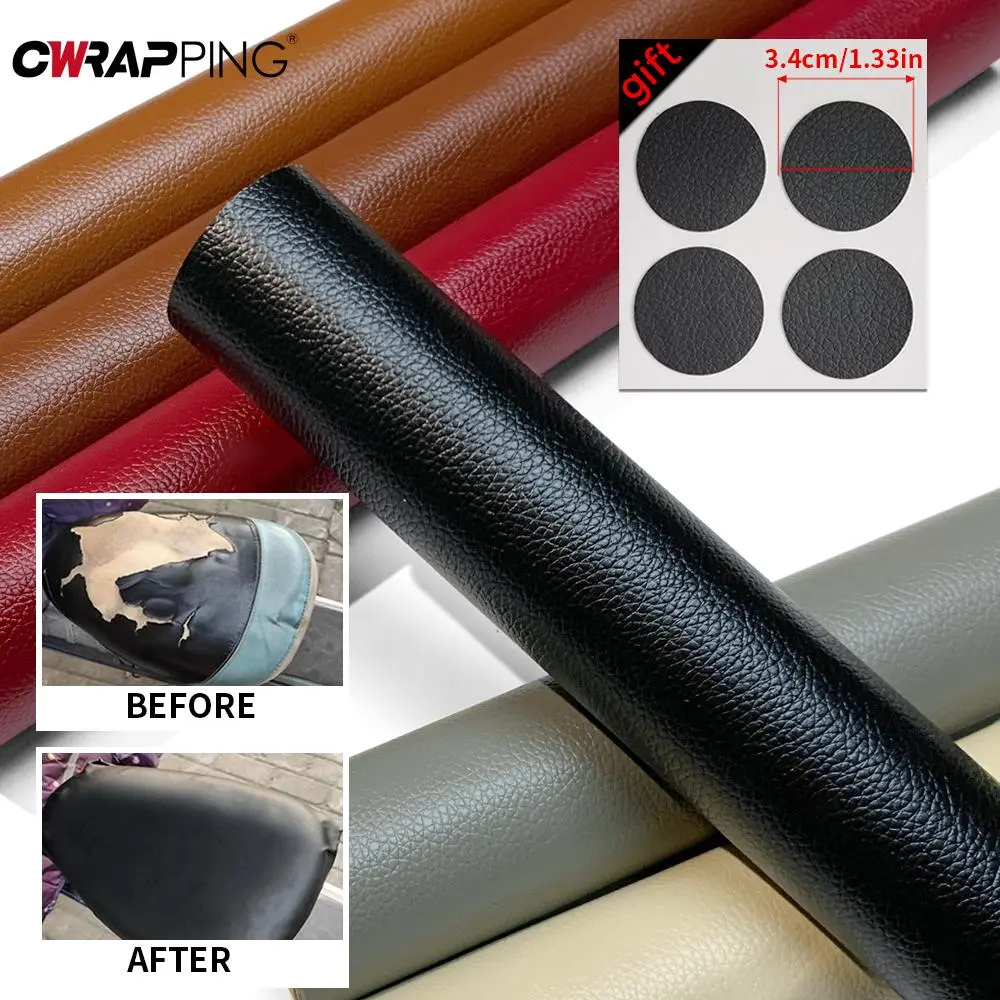 DIY PU Leather Sheet Self-adhesive Car Sticker Upholstery Leather Repair Patch Adhesive Sticker Fabric Vinyl for Car Accessories