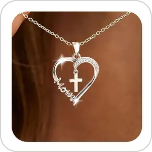 Mothers Day Gifts for Mom Wife Daughter Mama Heart Pendant Necklace for Women - Dainty 925 Sterling Silver Mom Necklaces Graduation Gifts Trendy Jewelry New Mom Gift for Her