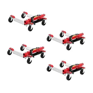 Garvee Car Wheel Dolly Jack Set of 4, 1500lb Hydraulic Vehicle Lift with Foot Pedal, Heavy Duty Rollers for Cars, SUVs, Trucks, Portable Jack for Garage & Towing，Red