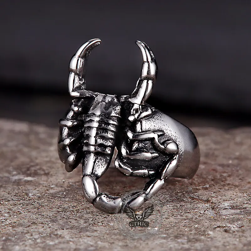 GTHIC Vintage Scorpion Stainless Steel Ring for Men Women Daily Wear Fashion Animal Jewelry Accessories