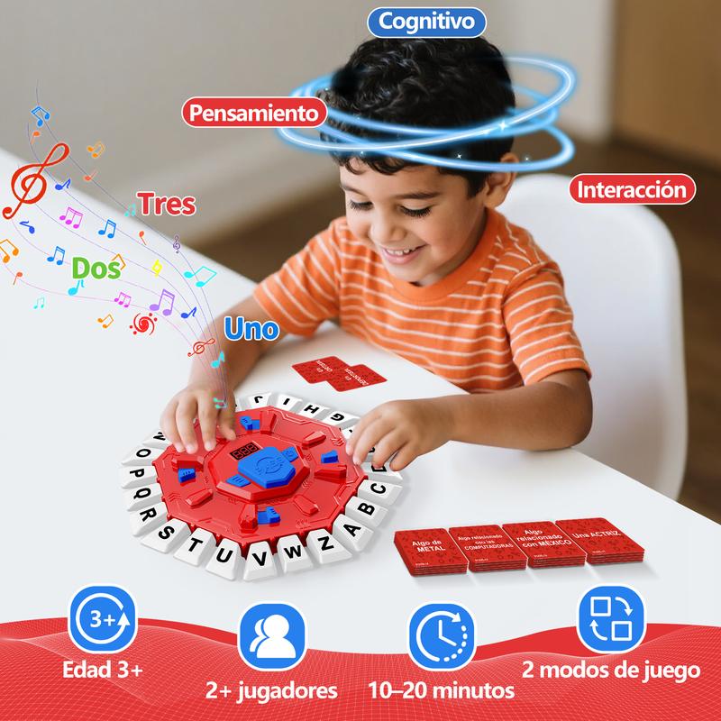 Juego de Mesa en Español con Pantalla Digital y 2 Modos de Juego, 35 Tarjetas Doble Cara, Ideal para Fiestas y Aprendizaje Interactivo, Juegos de Mesa para Niños y Adultos