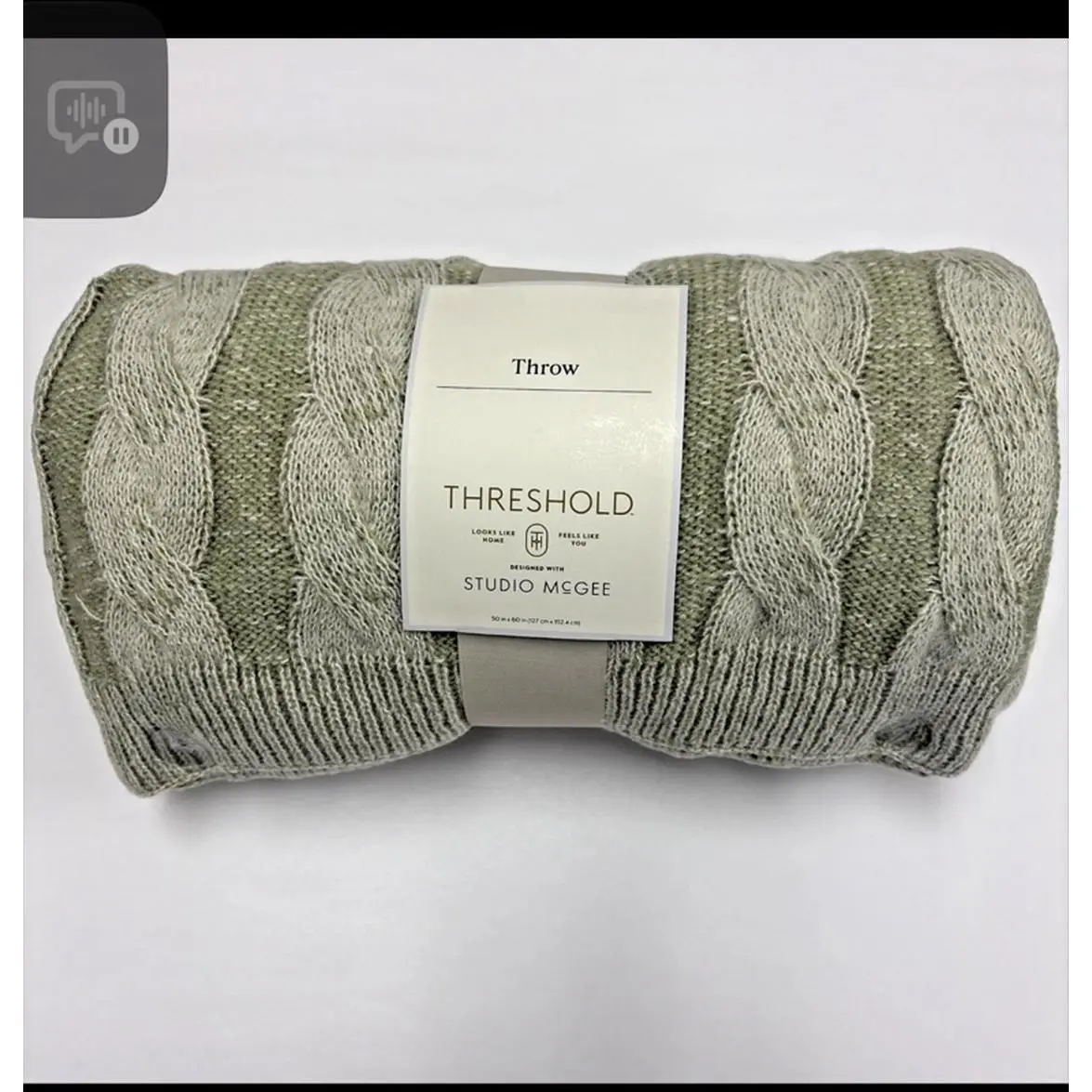 Threshold Studio McGee Green Throw Blanket 50x60 inches Cozy Knit Design for Home Decor