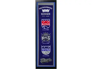 Encore Select 290-11 Hangable Sacramento Kings Team's History Felt Banner, 14" x 37" - Home & Festive Party Backdrop Decor