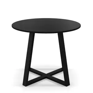 COSTWAY - 36 Inch Mid-Century Round Dining Table with Pedestal Base for Dining Room-Black