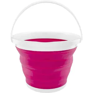 Foldable Silicone Collapsible 2.65 Gallon Bucket – Pink, Portable and Space-Saving for Easy Storage