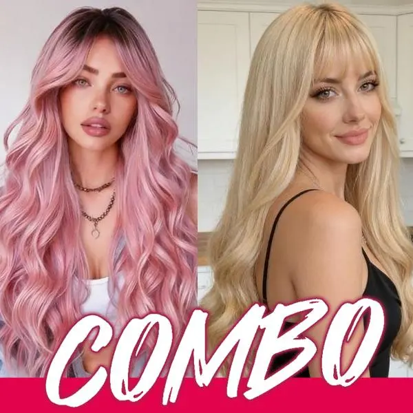 Live Only Combo Sale Colored Wavy Wigs For Women Synthetic Hair Blonde Body Wave Lightweight Easy To Style Wig