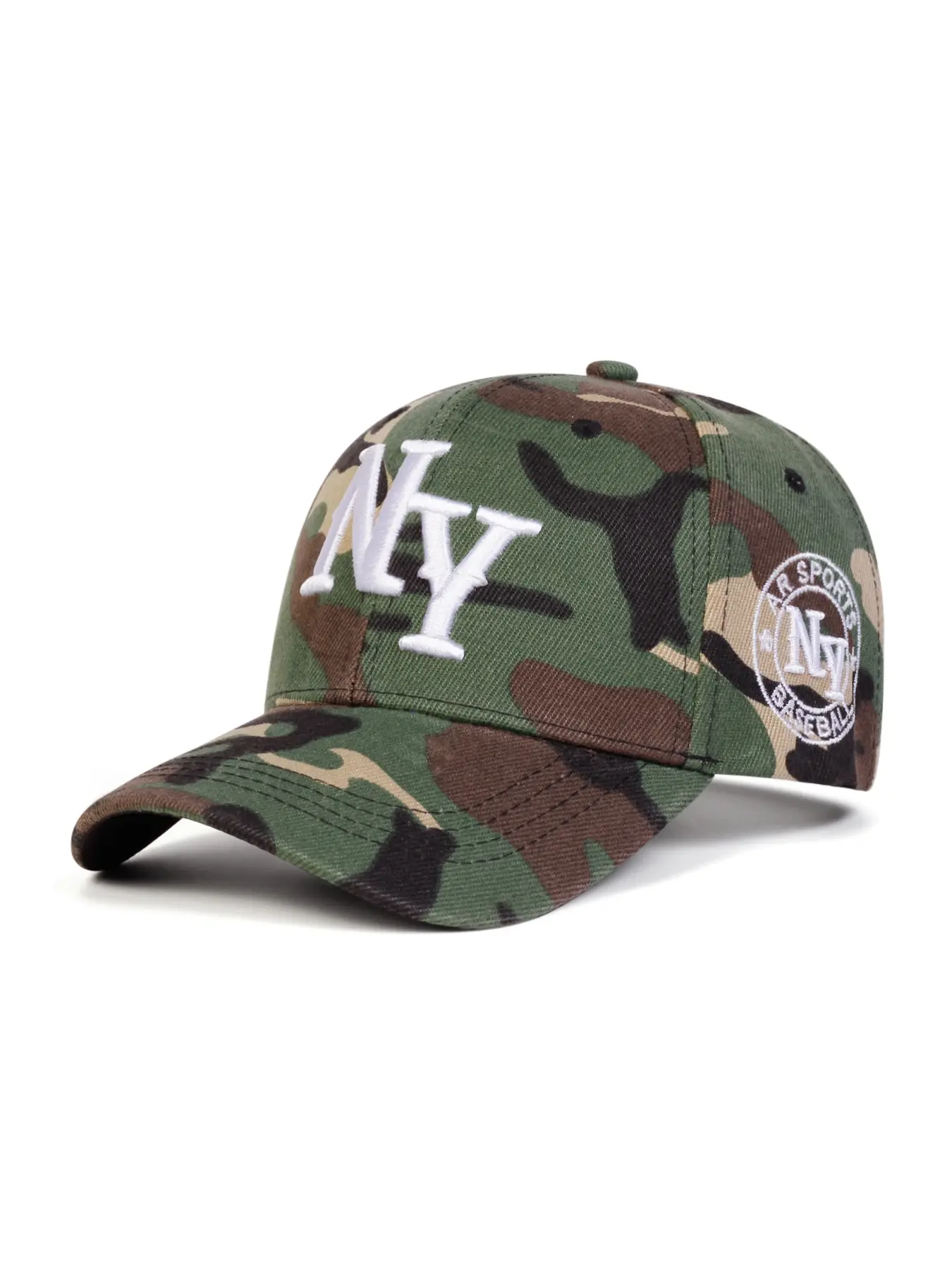 Unisex NY Embroidery Camo Baseball Cap, Camouflage Snapback Hat, Casual Adjustable Sun Protection Hat, Suitable for Travel, Beach, Vacation and Outdoor Activities, Embroidered Snapback Adjustable