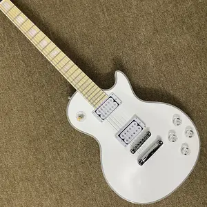 LP white Guitar HH pickups maple fingerboard 6 strings  22 frets Mahogany body Chromed hardware