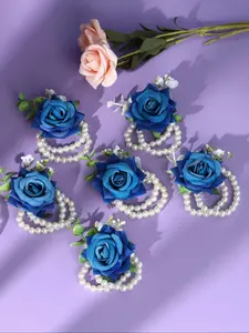 Faux Pearl & Flower Decorated Wrist Corsages, Elegant Wrist Corsages for Wedding Bridal Party Formal Occasions, Wedding Accessories for Women
