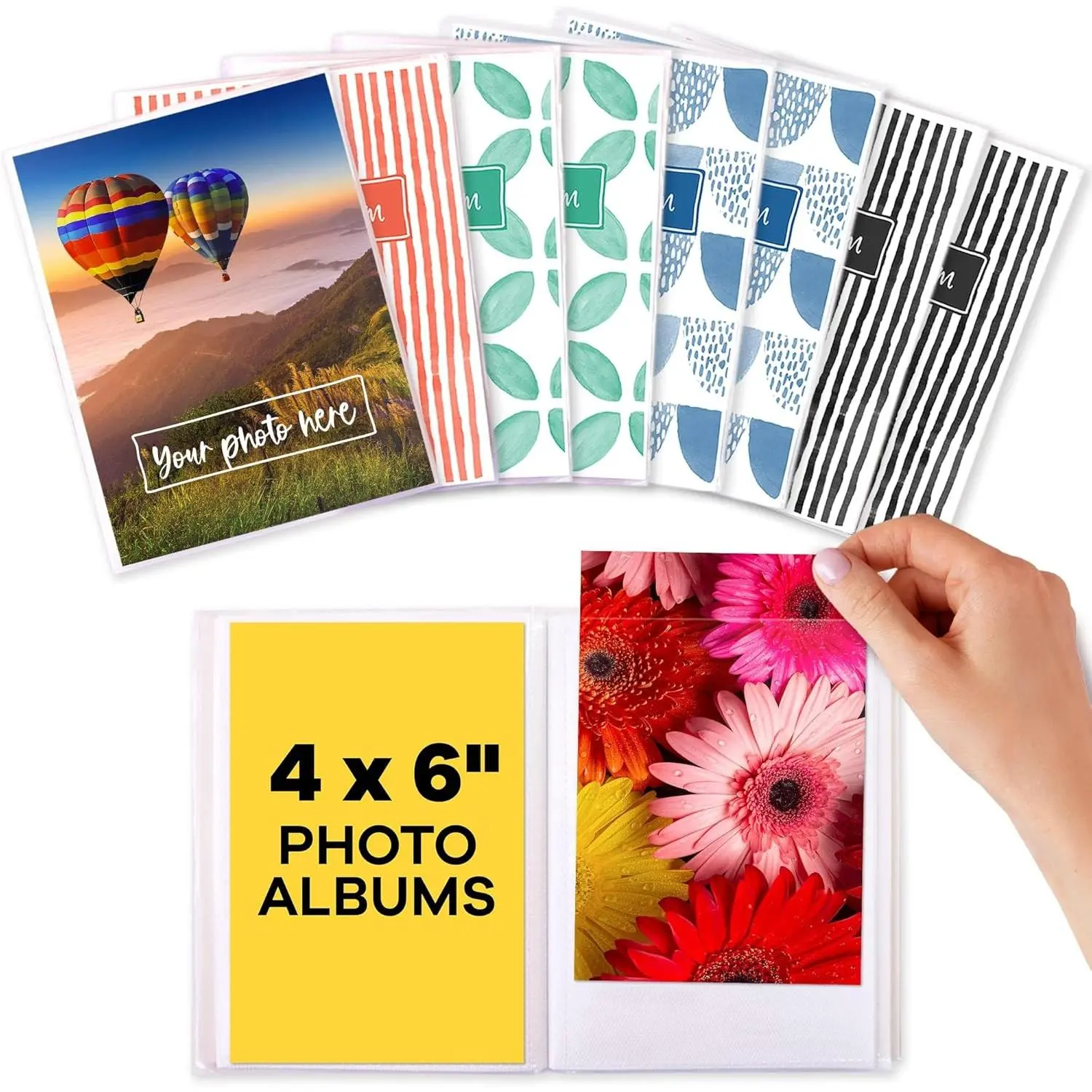 Plastic Mini Photo Albums (Set of 8) - 4x6 in Capacity, 36 Portrait/Landscape Photos Each, Lockable Home Supplies for Memory Storage & Home Decor
