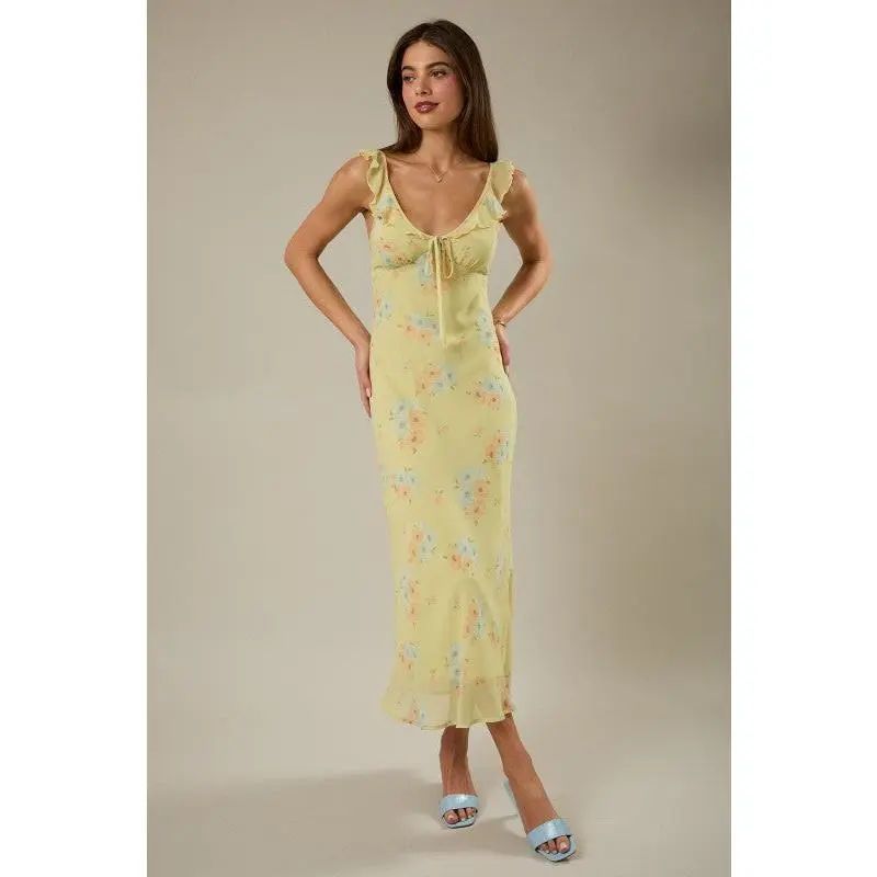 strapless open back dress Spell Painters Garden Strappy Maxi Dress