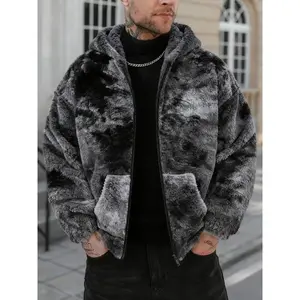 Unisex hooded jacket with thermal, dyed-on-the-spot faux fur; trendy and versatile, suitable for casual wear, youth-oriented, student-friendly, street fashion, and a great outer layer for cold weather; available in a couple's version Coats