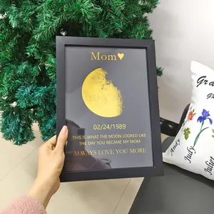Moon Phase Wall Art- Customized Moon Photo Frame- Personalized Birthday Gift- The Day You Were Born Gift2025- Star Map by Date-Mother's Day Gift