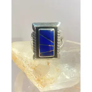 Blue Lapis ring size 7.75 Navajo sterling silver women