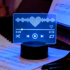 1pc 3D RGB Dream Music Player Music Sync Lights LED Night Light for Bedside, USB Powered Dimmable Atmosphere Lamp, Creative Christmas Gift for Parties
