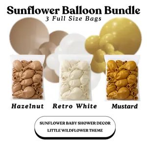 Sunflower Balloon Bundle - Hazelnut, Retro White, Mustard - Sizes 5"- 12"- 18"