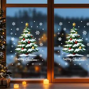 HomeWise Hub 001 Christmas Window Decal Reusable Electrostatic Tree Snowflakes for Home Office School Holiday Party Decor