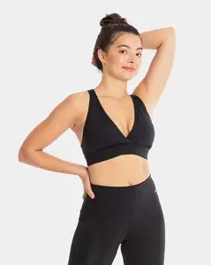 Handful Women's Activewear Wireless Sexy FaV Bra with Removable Pads and Pockets - Medium Support Sports Bra with Deep Plunge Neck Line - Cute, Womenswear, Water friendly Swim wirefree