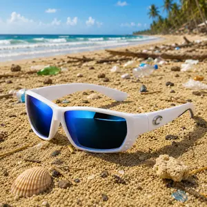 Costa Del Mar Sunglasses - Blackout Frame Sports Eyewear with Blue Mirror Lenses for Hiking, Camping
