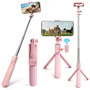 Extendable Phone Selfie Stick with Wireless Remote, 360° Rotating Tripod Stand, Compatible with iPhone Samsung Android Smartphones, Selfie Accessories
