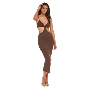 Ally Midi Dress Brown