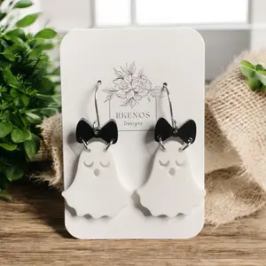 Adorable Ghost with Black Bow Earrings baublebar halloween halloween earring