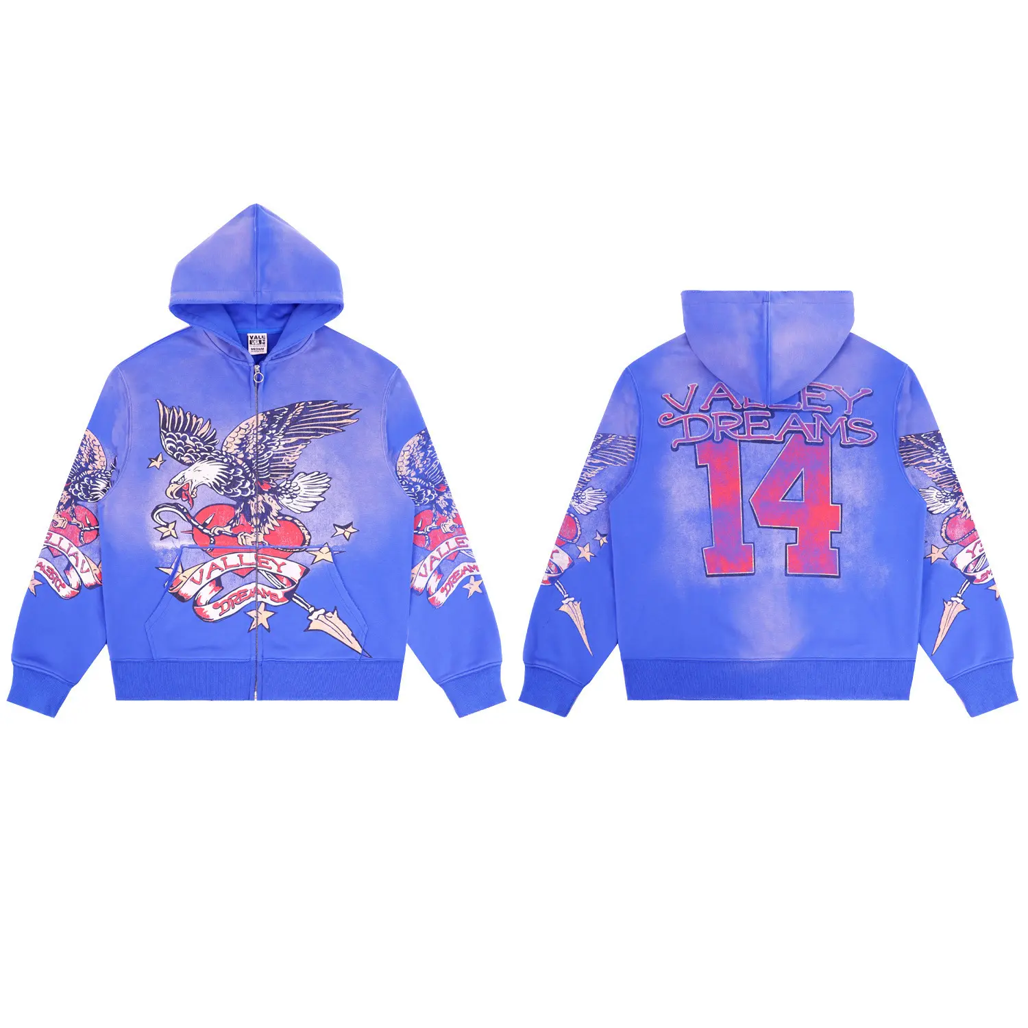 A6037 Washed Blue Hoodie