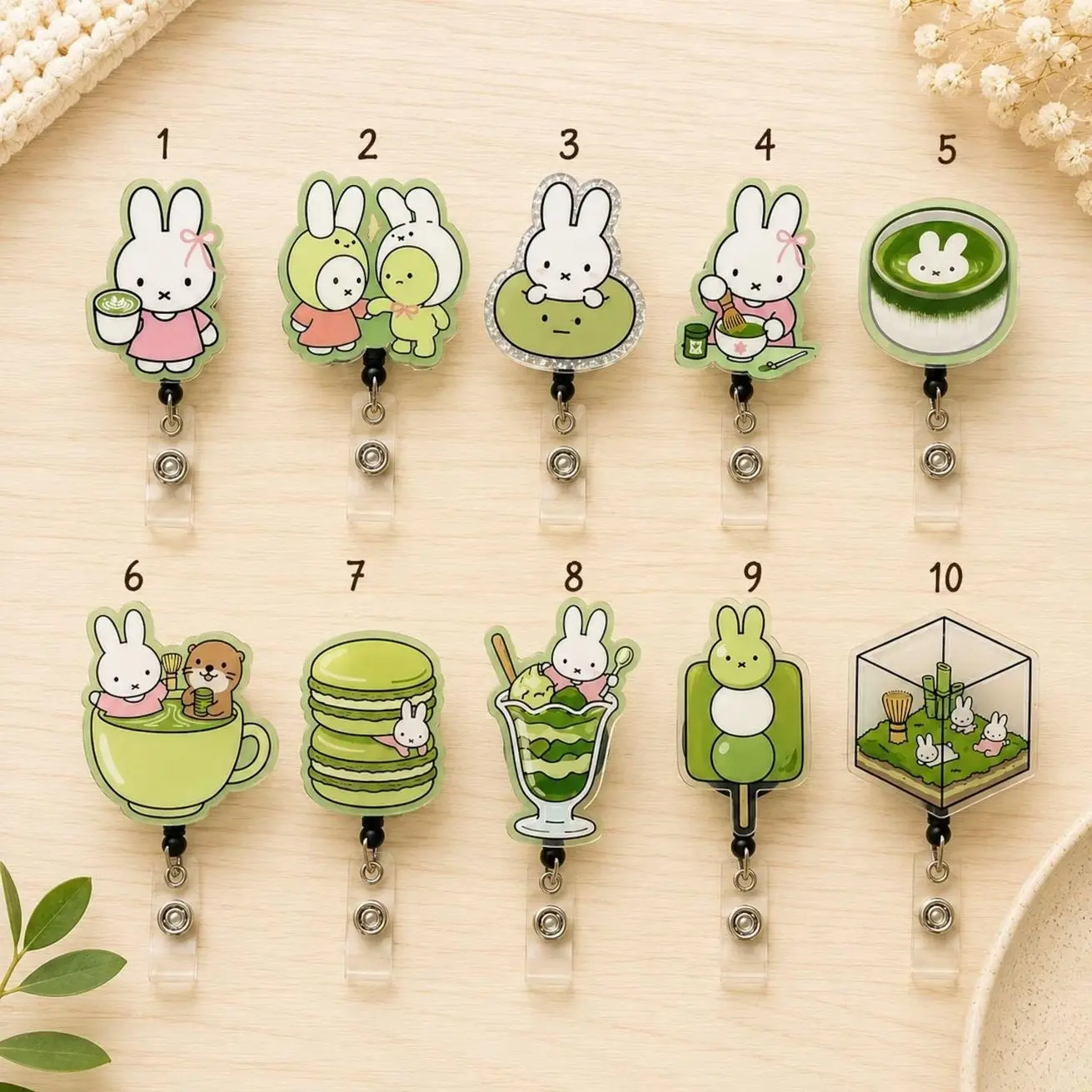 Matcha Bunny Kawaii Nurse Teacher Lanyard Clip Badge Reel,  Kawaii Nurse Reel