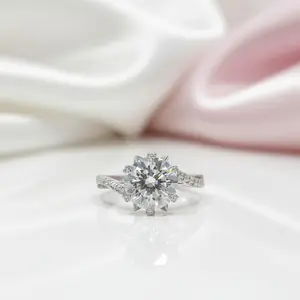 2.0 Ct Round Cut D Color Diamond Option Snowflake Engagement Ring