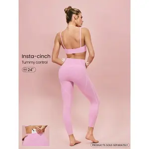 GLOWMODE 24" FeatherFit Workout Lover Buttery-Soft Sweat-Wicking Contrasting Seam Tummy Control Booty-Lifting Leggings Low Impact Yoga Studio Gym Daily Active Casual Wear