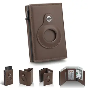 Men's Triple fold Wallets Card Holder Compatible for Air Tag, Minimalist, RFID Blocking, Smart, Black6-9 Card Capacity and Cash Slot