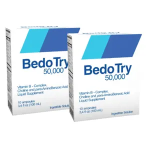 Bedo Try 50,000 Liquid Vitamin B Complex Choline 10 Ampoules - Supports Wellness - Includes 2x Boxes, 20 ampoules total