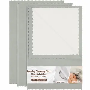 Bonison 3 Pack Large Silver Polishing Cloths 10"x12" – Multi-Layer Jewelry Cleaning & Polishing for Silver, Gold & Diamonds | Perfect Mother’s Day Gift for Jewelry Care