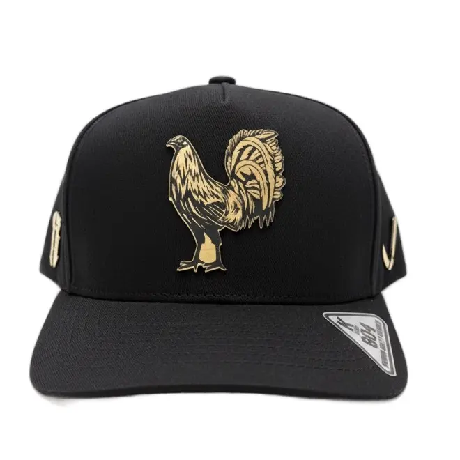 Gallo Fino Black Snapback Hat with Gold Rooster Bird Logo, Adjustable Casual Snapback Hats for Women, Snapback Hats Women, Casual Hats
