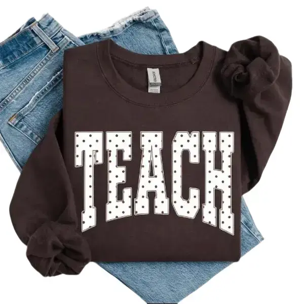 Teach for Teacher Sweatshit or T-Shirt, Blue Polka Dot Educator Sweatshirt, Cottagecore Teacher Graphic Tee, Kindergarten Teacher Gift - TrendWear USA