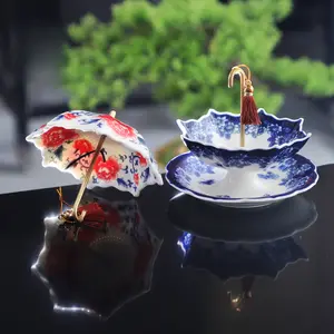 Blue and white porcelain coffee filter funnel, tea strainer, tea accessories, umbrella-shaped tea filter