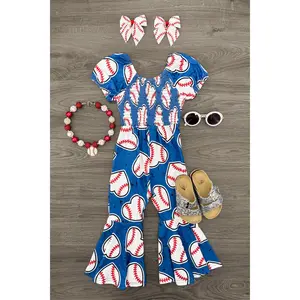 Blue Baseball Heart Jumpsuit