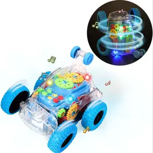 360° Flipping Car, Stunt car, Transparent Body with Visible Gears, Visuals with Glowing Gears, With Music, Suitable for Children 3+ Years Old, Family Party Game, Playable on Floors & Grass, Requires 3 AAA Batteries to be Purchased Separately