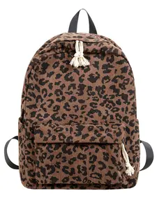 New Leopard Print Backpack for College Students, Large Capacity Cow Pattern Shoulder Bag for Women, Trendy Student Bookbag