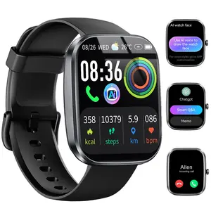 AI Smart Watch for Men & Women, 1.91'' HD Touch Screen, ChatGPT AI Assistant, Call & Message, Smart Notifications, Heart Rate, Blood Oxygen, Sleep Monitor, 110+ Sports Modes, IP68 Waterproof, Custom AI Watch Faces, Android & iOS