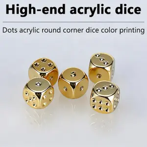5-Piece Electroplated Plastic Dice Set, High-Quality D6 Round Dice for Party Games, Essential for Club Parties