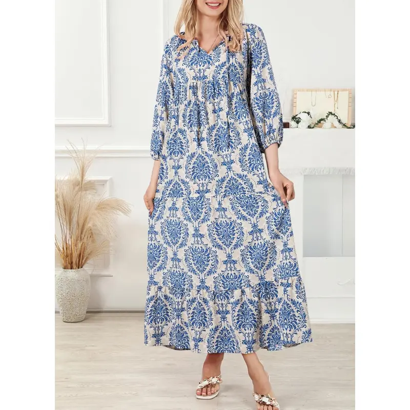 casual a line maxi dress A-Line Casual Striped Maxi Dress with Shoulder Ties Khaki / Small main image 0