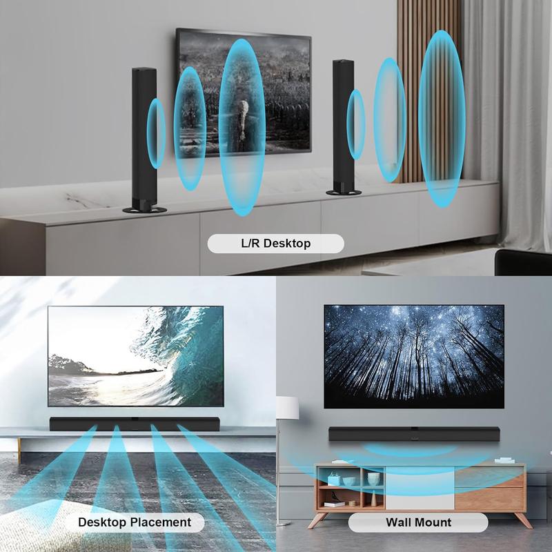 Portable Bluetooth Speaker Sound Bar for Smart TV 2 in 1 Detachable Surround Soundbar Built in 4 Speaker 20W For Home Theater Rechargeable Stereo