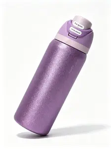 Owala Sparkle Purple Water Bottle - Insulated Stainless Steel with Push-Button Leak-Proof Lid, Keeps Drinks Cold All Day, Great for Students, Office Workers, and Outdoor Enthusiasts
