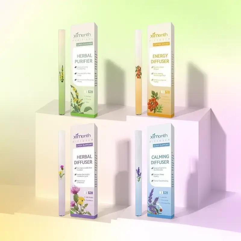 {Flash Sale 3   box}[4 in 1]Ximonth 4 flavors Herbal Diffuser Set with Mullein Thyme & Mint Extracts for Lung Cleanse Sleep Support 600 Uses Natural Remedies for Wellness
