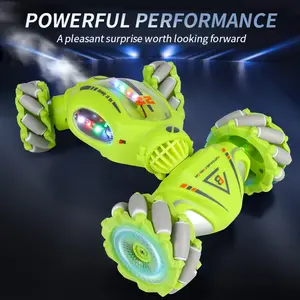 Gesture RC Car NO.JC011 Toys for Boys 6-12 Years Old 4WD Remote Control Car 360 rATATE Transform Drift RC Cars with Lights Music Sprayer 2.4Ghz Hand Controlled RC Stunt Car Wrist Watch Green