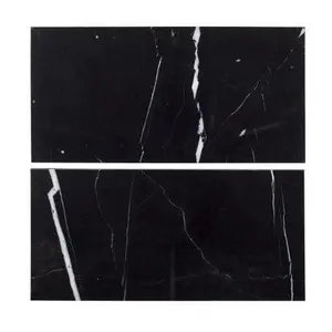 Nero Marquina 6×12 Subway Marble Tile