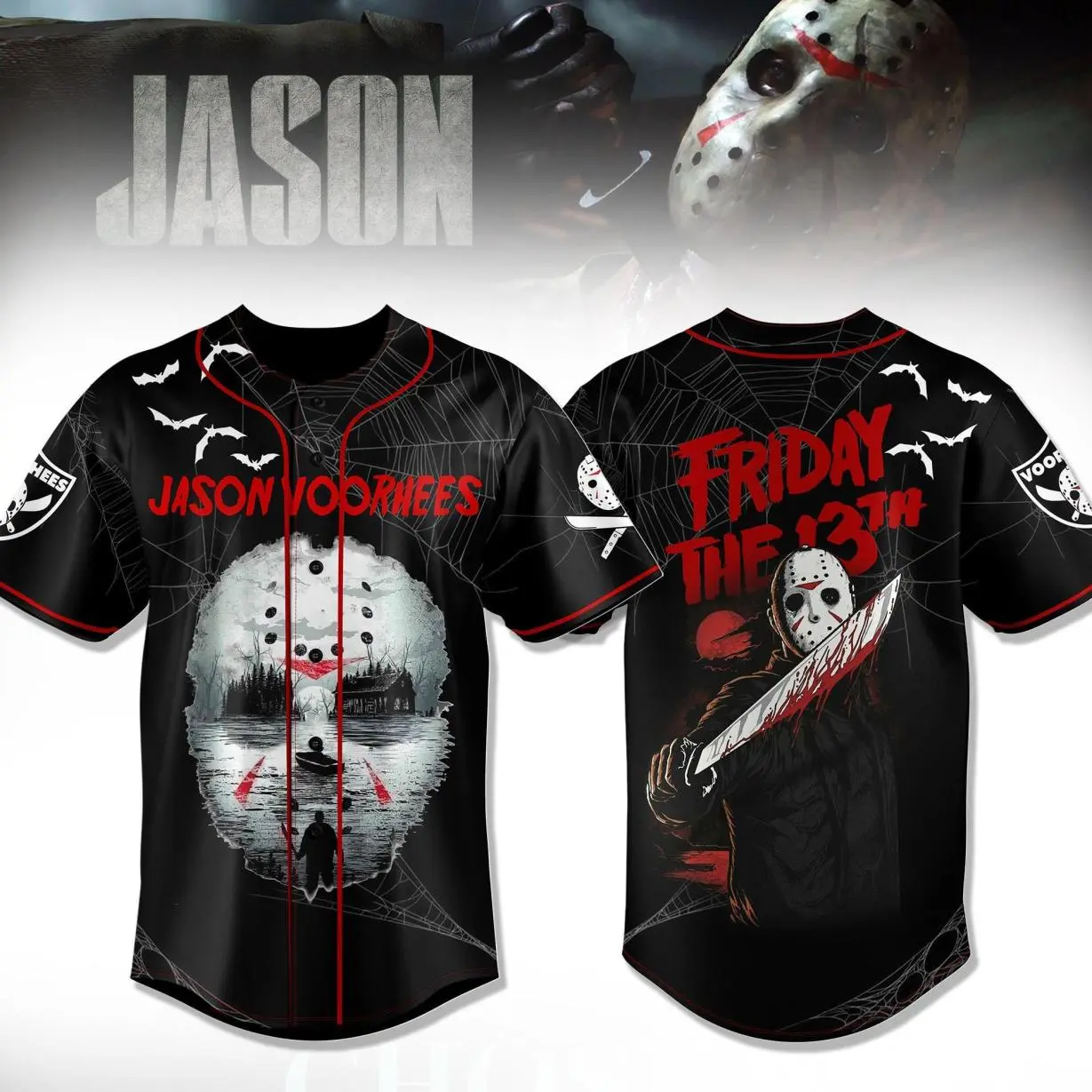 Jason Voorhees Baseball Jersey, Unique Horror Movie Shirt, Friday The 13th Inspired Fan Jersey, Scary Character Costume, Perfect