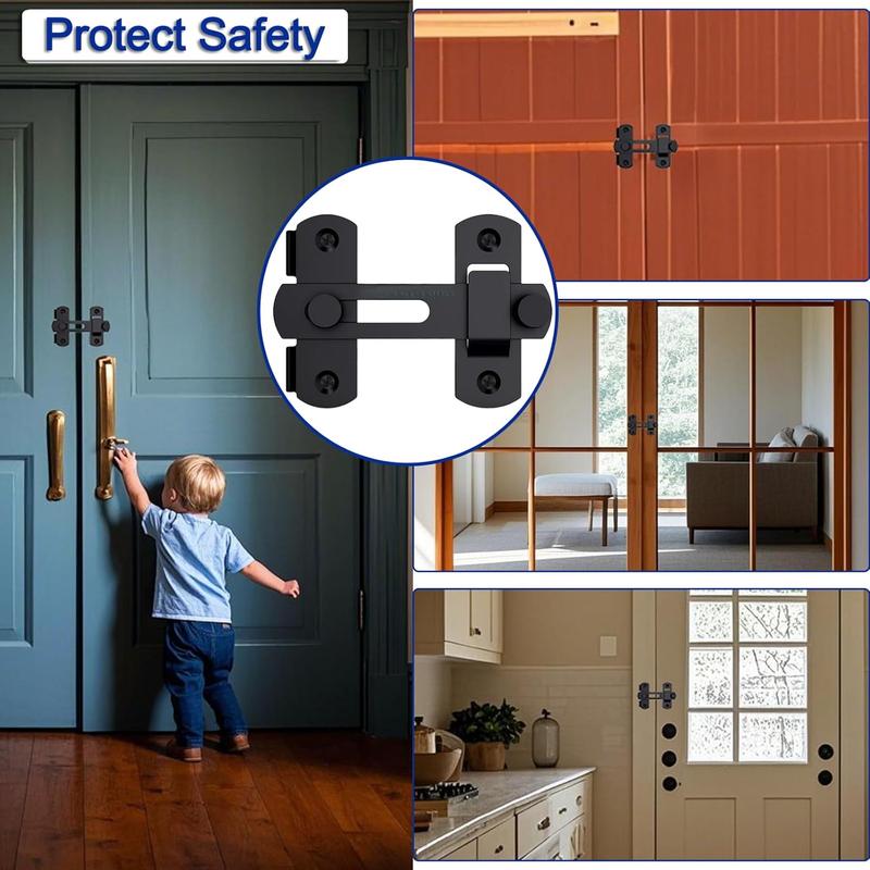 Barn Door Lock, 180 Degree Flip Sliding Barn Door Latches, Gate Latch for Barn Door, Sliding Door, Pet Door, Garage, Bathroom, Window, Outdoor