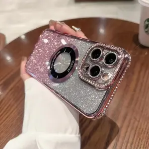 for iPhone 11-16 Pro Max/Plus Phone Case [Compatible MagSafe]  Soft TPU Plating, Shockproof Magnetic Design, Slim Glitter Cover